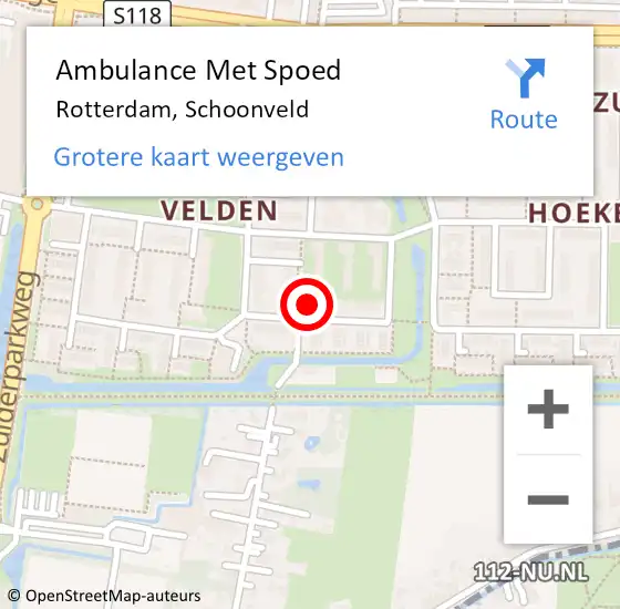 Locatie op kaart van de 112 melding: Ambulance Met Spoed Naar Rotterdam, Schoonveld op 27 januari 2024 13:33