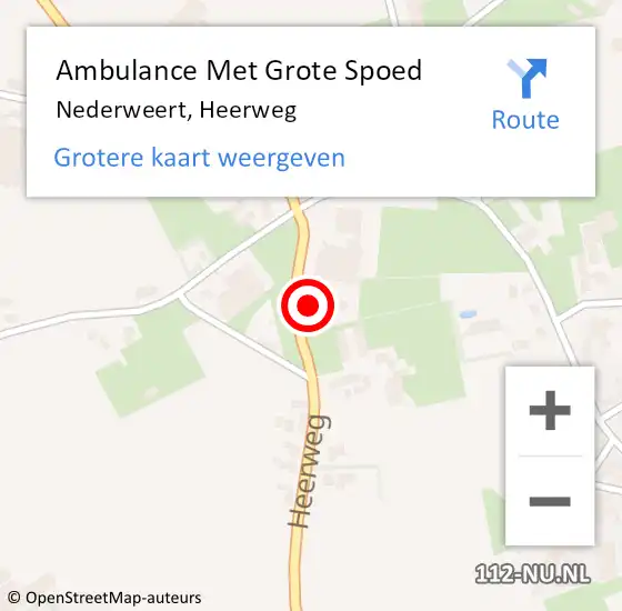 Locatie op kaart van de 112 melding: Ambulance Met Grote Spoed Naar Nederweert, Heerweg op 27 januari 2024 13:34