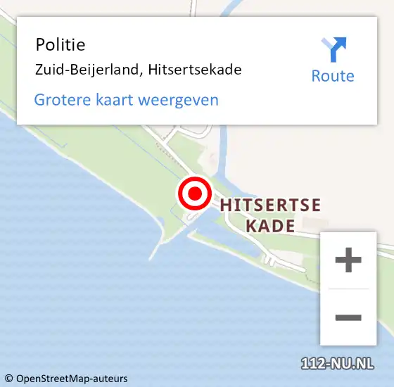 Locatie op kaart van de 112 melding: Politie Zuid-Beijerland, Hitsertsekade op 27 januari 2024 13:58