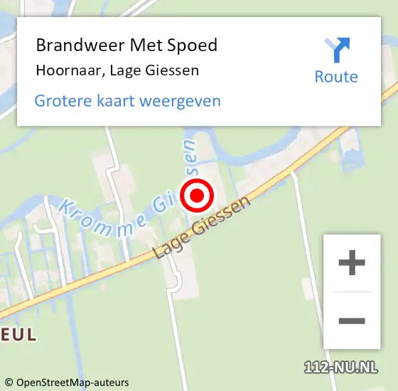 Locatie op kaart van de 112 melding: Brandweer Met Spoed Naar Hoornaar, Lage Giessen op 27 januari 2024 14:20
