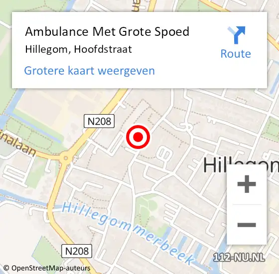 Locatie op kaart van de 112 melding: Ambulance Met Grote Spoed Naar Hillegom, Hoofdstraat op 27 januari 2024 14:34