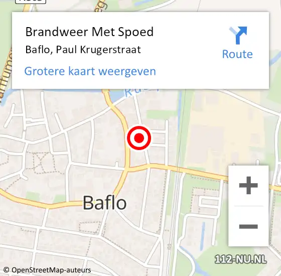 Locatie op kaart van de 112 melding: Brandweer Met Spoed Naar Baflo, Paul Krugerstraat op 27 januari 2024 14:49