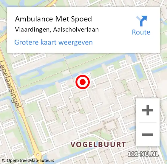 Locatie op kaart van de 112 melding: Ambulance Met Spoed Naar Vlaardingen, Aalscholverlaan op 27 januari 2024 15:54