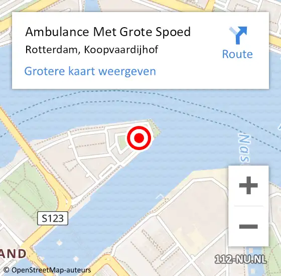 Locatie op kaart van de 112 melding: Ambulance Met Grote Spoed Naar Rotterdam, Koopvaardijhof op 27 januari 2024 16:09