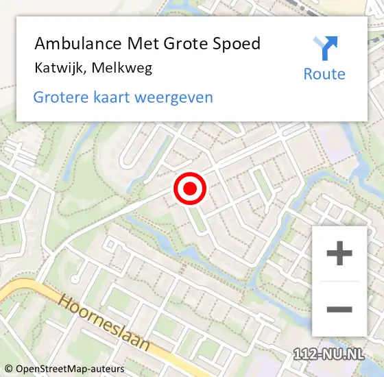 Locatie op kaart van de 112 melding: Ambulance Met Grote Spoed Naar Katwijk, Melkweg op 27 januari 2024 16:13