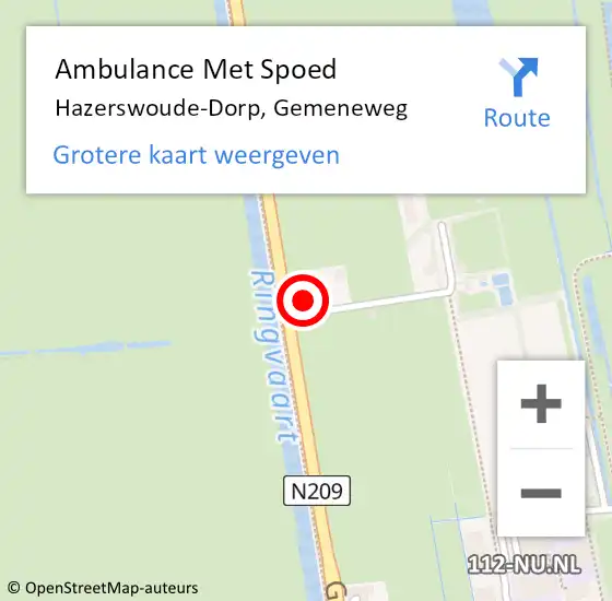 Locatie op kaart van de 112 melding: Ambulance Met Spoed Naar Hazerswoude-Dorp, Gemeneweg op 27 januari 2024 16:34