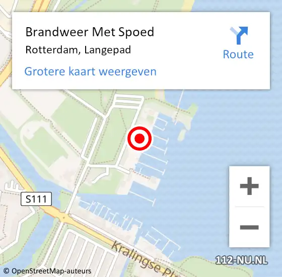 Locatie op kaart van de 112 melding: Brandweer Met Spoed Naar Rotterdam, Langepad op 27 januari 2024 16:35