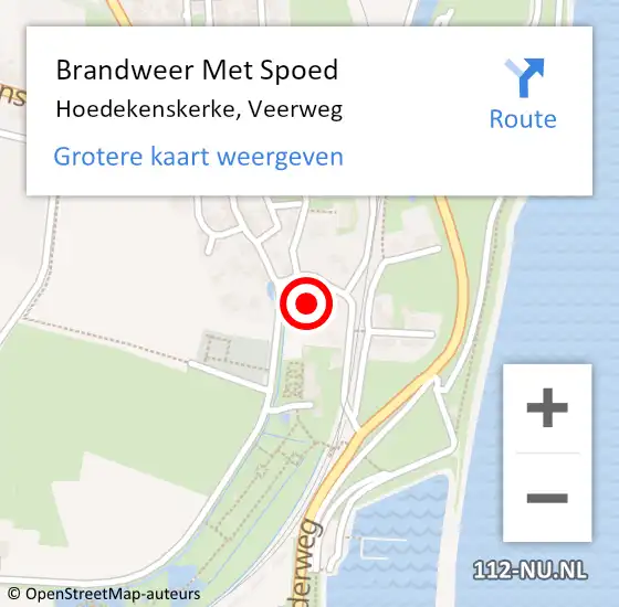 Locatie op kaart van de 112 melding: Brandweer Met Spoed Naar Hoedekenskerke, Veerweg op 27 januari 2024 17:26