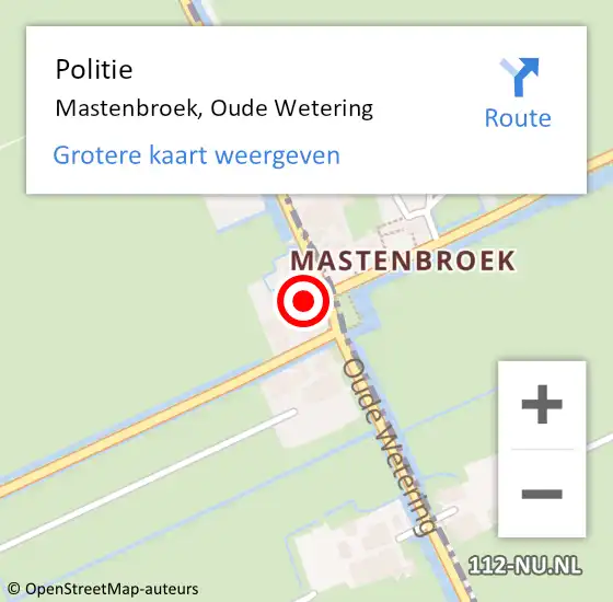 Locatie op kaart van de 112 melding: Politie Mastenbroek, Oude Wetering op 27 januari 2024 17:28