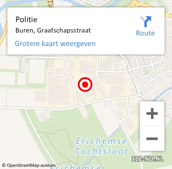 Locatie op kaart van de 112 melding: Politie Buren, Graafschapsstraat op 27 januari 2024 18:33