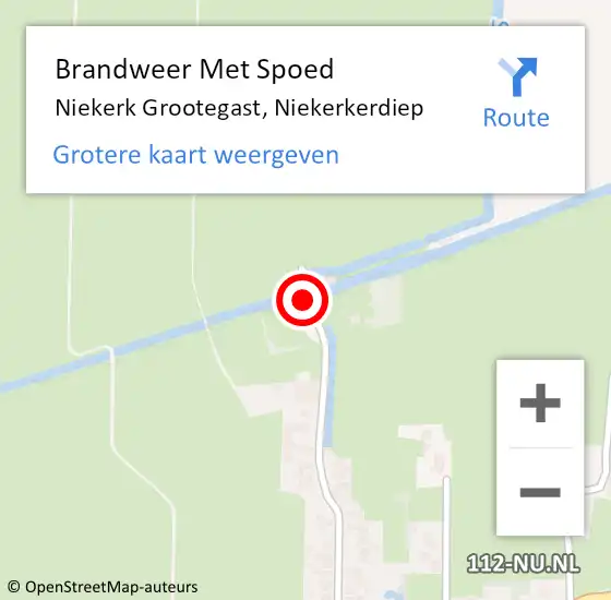 Locatie op kaart van de 112 melding: Brandweer Met Spoed Naar Niekerk Grootegast, Niekerkerdiep op 27 januari 2024 18:39