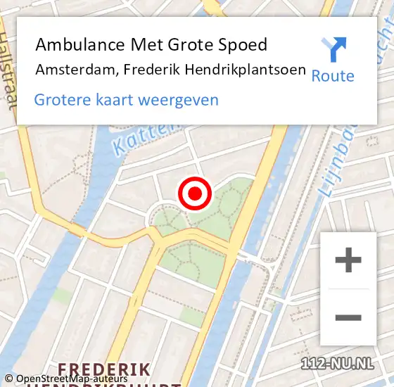 Locatie op kaart van de 112 melding: Ambulance Met Grote Spoed Naar Amsterdam, Frederik Hendrikplantsoen op 27 januari 2024 18:43