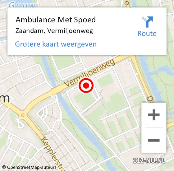 Locatie op kaart van de 112 melding: Ambulance Met Spoed Naar Zaandam, Vermiljoenweg op 27 januari 2024 20:02