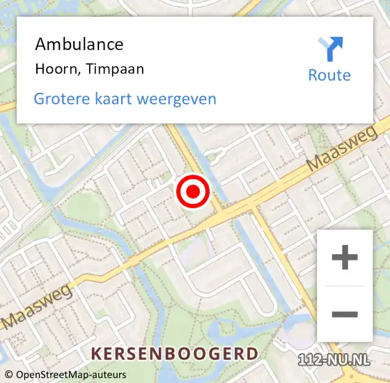 Locatie op kaart van de 112 melding: Ambulance Hoorn, Timpaan op 27 januari 2024 20:08