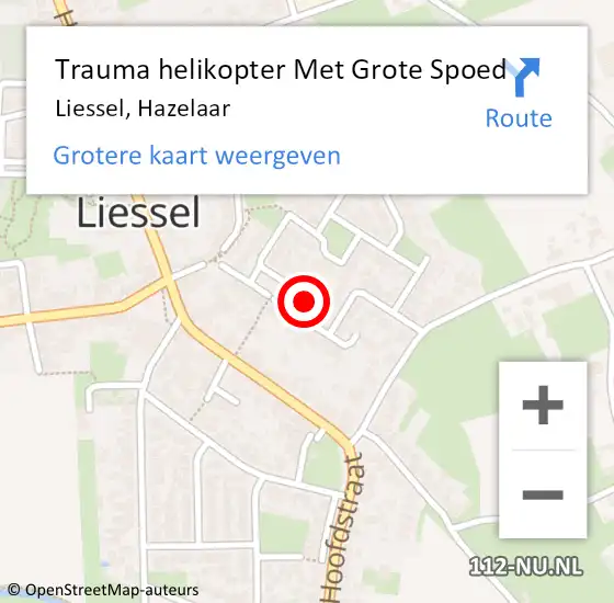 Locatie op kaart van de 112 melding: Trauma helikopter Met Grote Spoed Naar Liessel, Hazelaar op 27 januari 2024 20:13