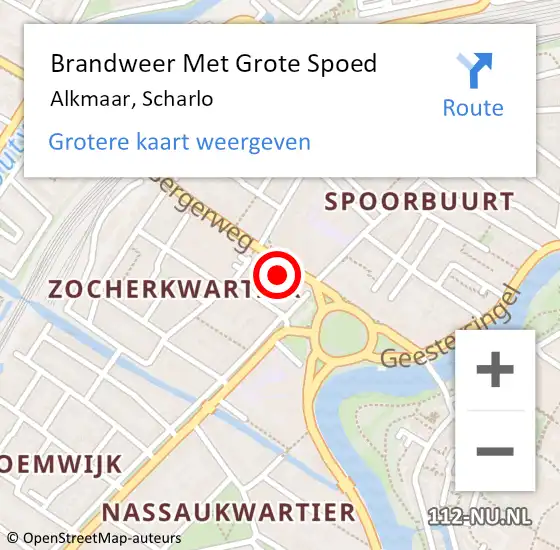 Locatie op kaart van de 112 melding: Brandweer Met Grote Spoed Naar Alkmaar, Scharlo op 27 januari 2024 20:57