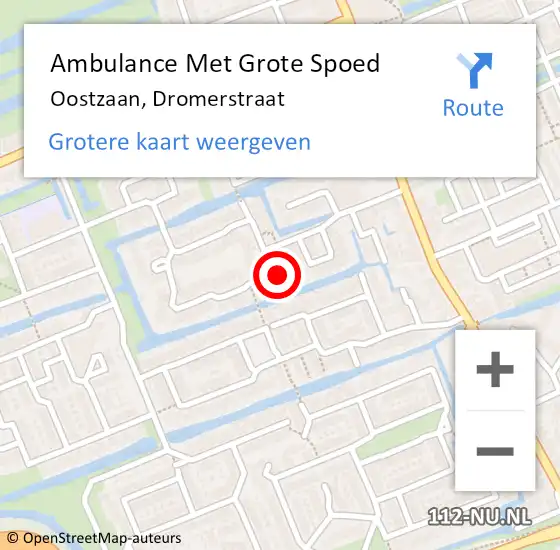 Locatie op kaart van de 112 melding: Ambulance Met Grote Spoed Naar Oostzaan, Dromerstraat op 27 januari 2024 21:21