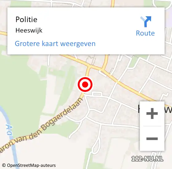 Locatie op kaart van de 112 melding: Politie Heeswijk op 27 januari 2024 22:11