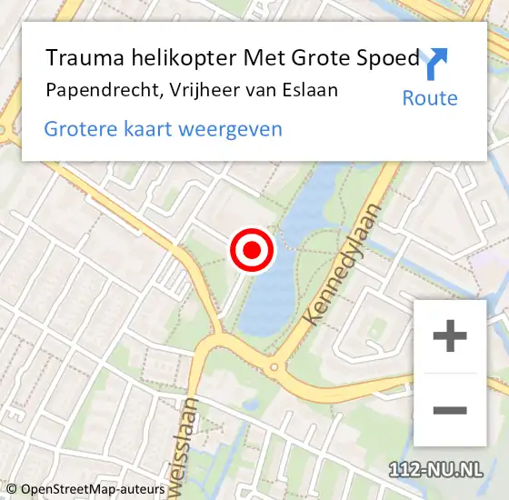 Locatie op kaart van de 112 melding: Trauma helikopter Met Grote Spoed Naar Papendrecht, Vrijheer van Eslaan op 27 januari 2024 23:07