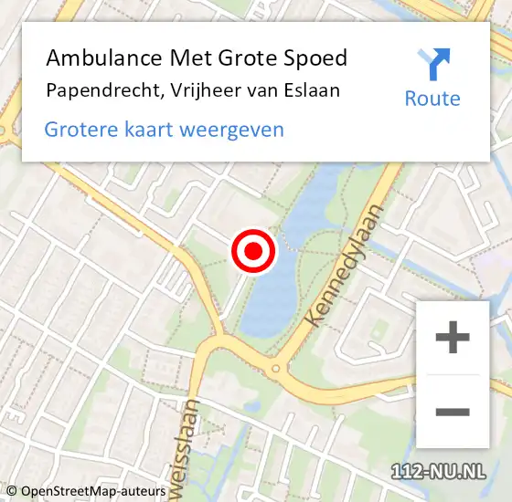 Locatie op kaart van de 112 melding: Ambulance Met Grote Spoed Naar Papendrecht, Vrijheer van Eslaan op 27 januari 2024 23:07