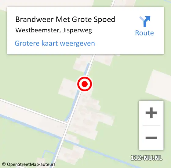 Locatie op kaart van de 112 melding: Brandweer Met Grote Spoed Naar Westbeemster, Jisperweg op 27 januari 2024 23:35