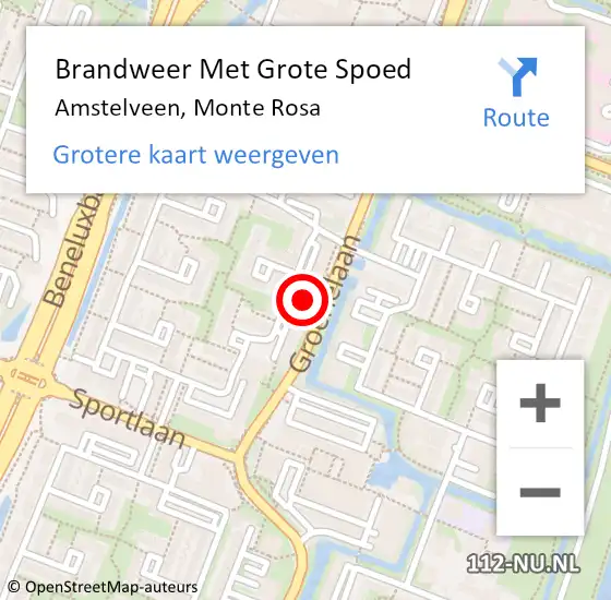 Locatie op kaart van de 112 melding: Brandweer Met Grote Spoed Naar Amstelveen, Monte Rosa op 28 januari 2024 00:01