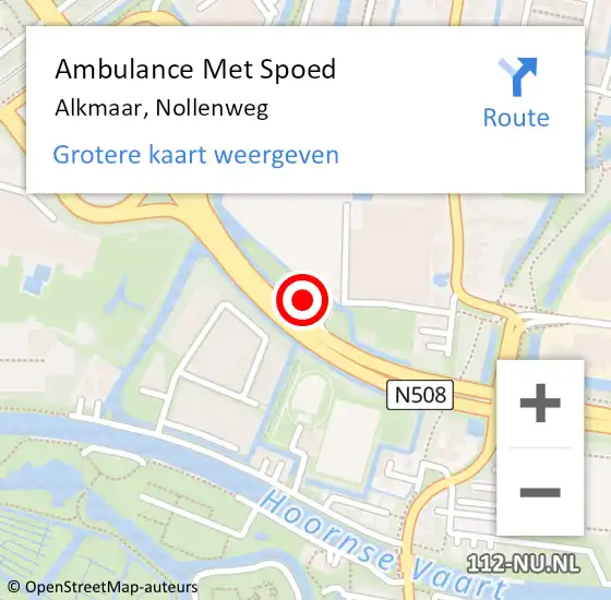 Locatie op kaart van de 112 melding: Ambulance Met Spoed Naar Alkmaar, Nollenweg op 28 januari 2024 01:08