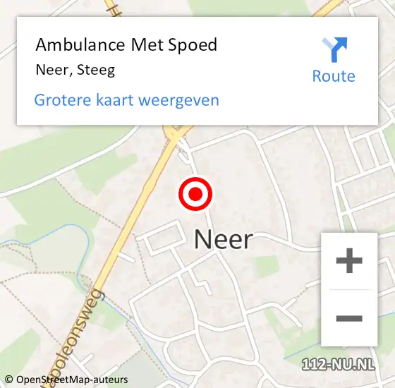 Locatie op kaart van de 112 melding: Ambulance Met Spoed Naar Neer, Steeg op 28 januari 2024 01:45
