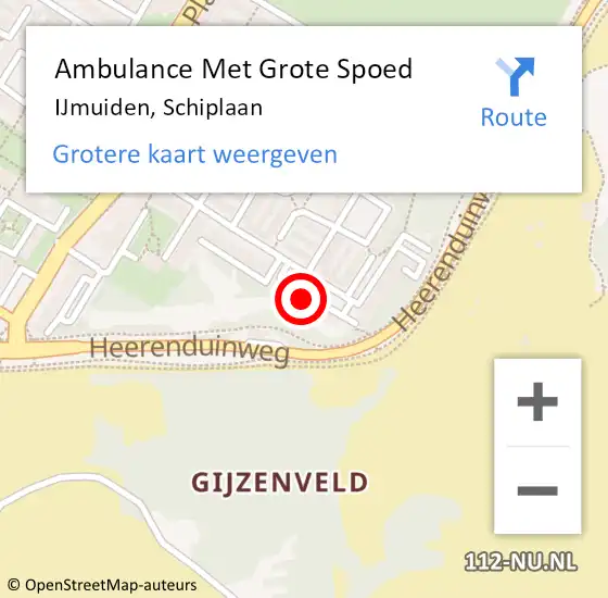 Locatie op kaart van de 112 melding: Ambulance Met Grote Spoed Naar IJmuiden, Schiplaan op 28 januari 2024 02:23