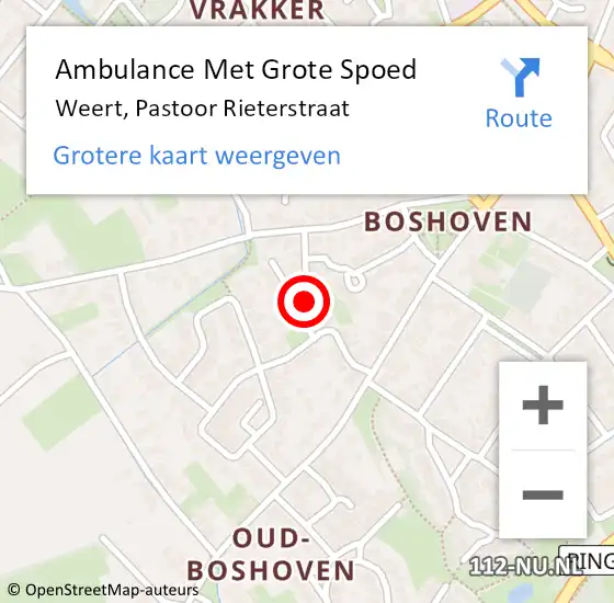 Locatie op kaart van de 112 melding: Ambulance Met Grote Spoed Naar Weert, Pastoor Rieterstraat op 28 januari 2024 05:55