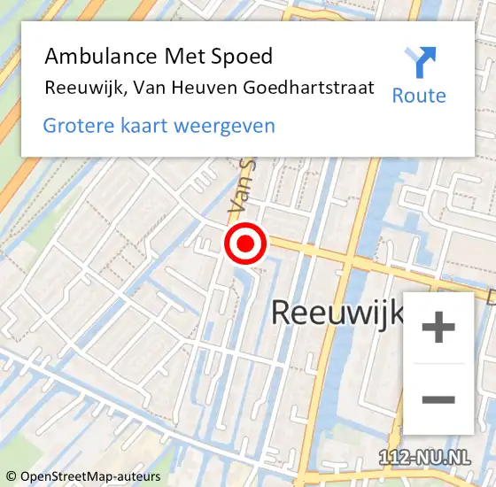 Locatie op kaart van de 112 melding: Ambulance Met Spoed Naar Reeuwijk, Van Heuven Goedhartstraat op 28 januari 2024 07:21