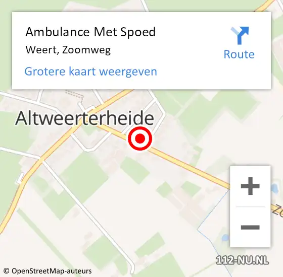 Locatie op kaart van de 112 melding: Ambulance Met Spoed Naar Weert, Zoomweg op 28 januari 2024 07:54