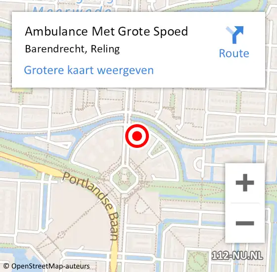 Locatie op kaart van de 112 melding: Ambulance Met Grote Spoed Naar Barendrecht, Reling op 28 januari 2024 09:24