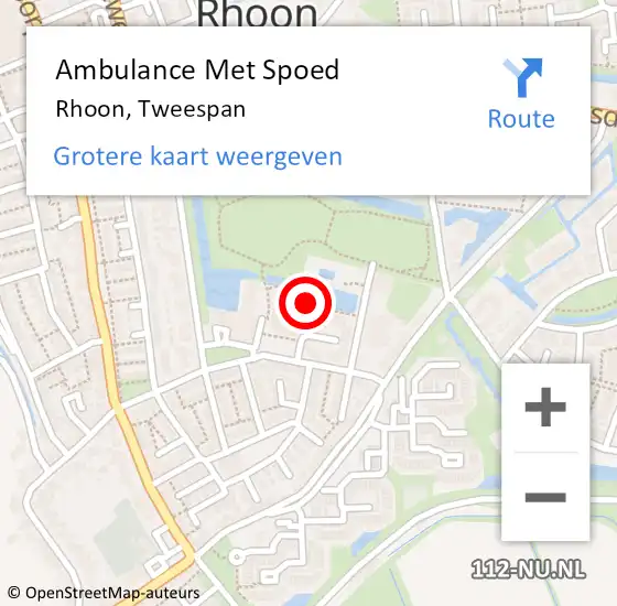 Locatie op kaart van de 112 melding: Ambulance Met Spoed Naar Rhoon, Tweespan op 28 januari 2024 09:30