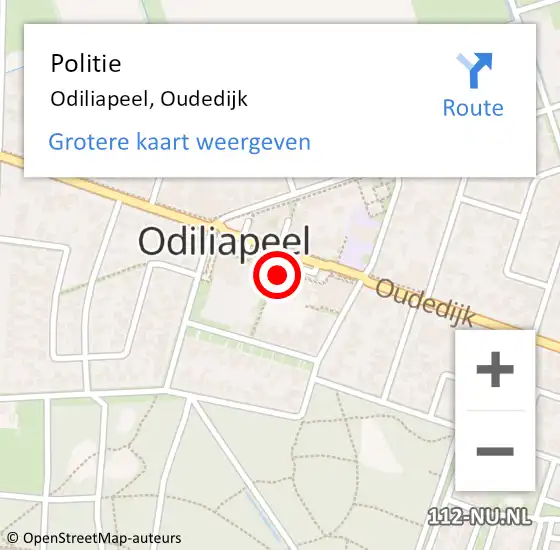 Locatie op kaart van de 112 melding: Politie Odiliapeel, Oudedijk op 28 januari 2024 09:47