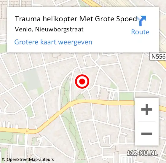 Locatie op kaart van de 112 melding: Trauma helikopter Met Grote Spoed Naar Venlo, Nieuwborgstraat op 28 januari 2024 09:51