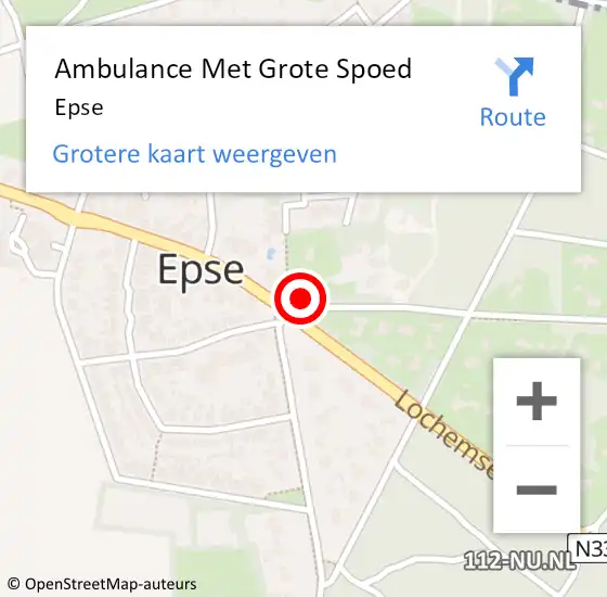 Locatie op kaart van de 112 melding: Ambulance Met Grote Spoed Naar Epse op 28 januari 2024 09:51