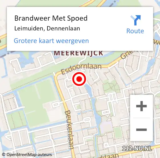 Locatie op kaart van de 112 melding: Brandweer Met Spoed Naar Leimuiden, Dennenlaan op 28 januari 2024 09:53