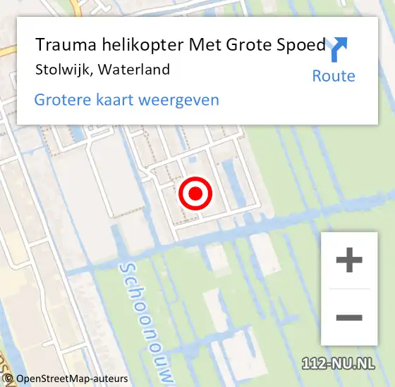 Locatie op kaart van de 112 melding: Trauma helikopter Met Grote Spoed Naar Stolwijk, Waterland op 28 januari 2024 10:03