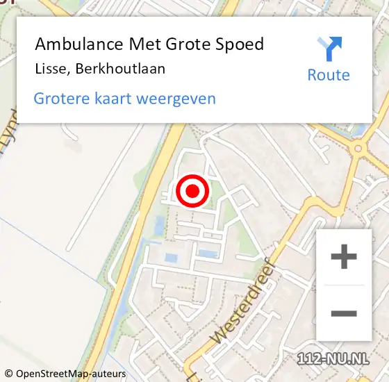 Locatie op kaart van de 112 melding: Ambulance Met Grote Spoed Naar Lisse, Berkhoutlaan op 28 januari 2024 10:13