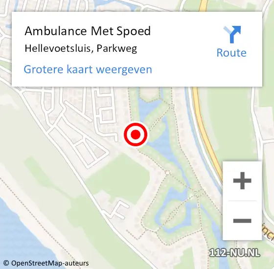 Locatie op kaart van de 112 melding: Ambulance Met Spoed Naar Hellevoetsluis, Parkweg op 28 januari 2024 10:40