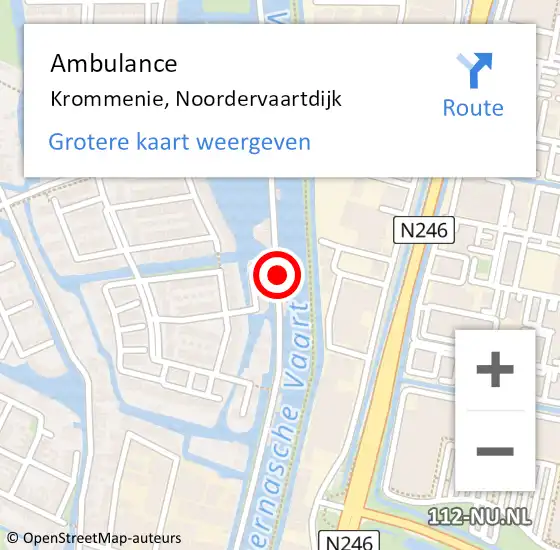 Locatie op kaart van de 112 melding: Ambulance Krommenie, Noordervaartdijk op 28 januari 2024 13:11