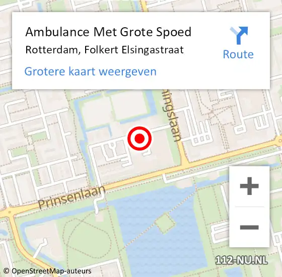 Locatie op kaart van de 112 melding: Ambulance Met Grote Spoed Naar Rotterdam, Folkert Elsingastraat op 28 januari 2024 14:26