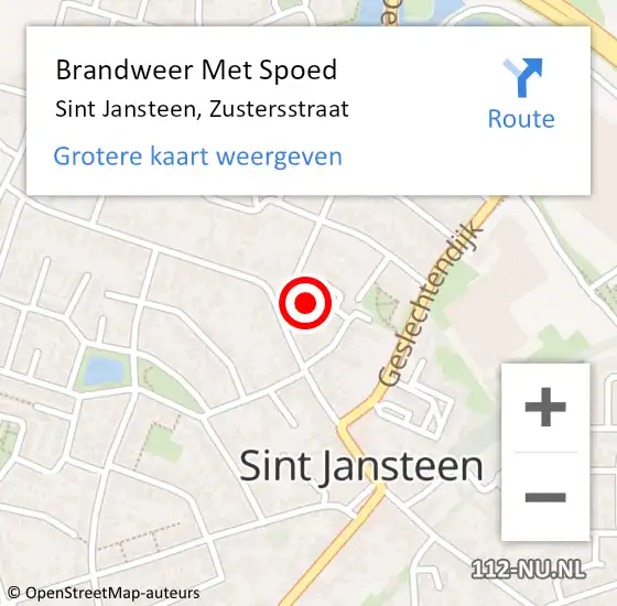 Locatie op kaart van de 112 melding: Brandweer Met Spoed Naar Sint Jansteen, Zustersstraat op 28 januari 2024 15:18