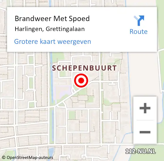 Locatie op kaart van de 112 melding: Brandweer Met Spoed Naar Harlingen, Grettingalaan op 28 januari 2024 16:00