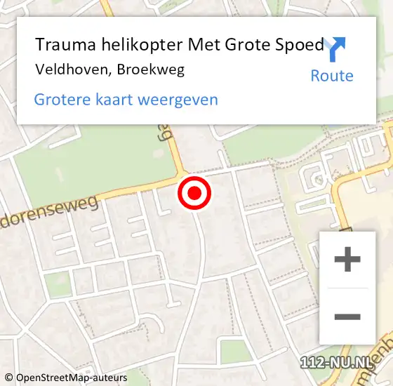 Locatie op kaart van de 112 melding: Trauma helikopter Met Grote Spoed Naar Veldhoven, Broekweg op 28 januari 2024 16:12