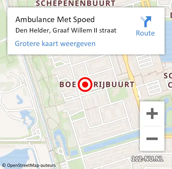 Locatie op kaart van de 112 melding: Ambulance Met Spoed Naar Den Helder, Graaf Willem II straat op 28 januari 2024 16:37