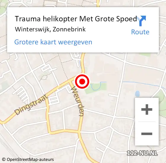 Locatie op kaart van de 112 melding: Trauma helikopter Met Grote Spoed Naar Winterswijk, Zonnebrink op 28 januari 2024 17:14