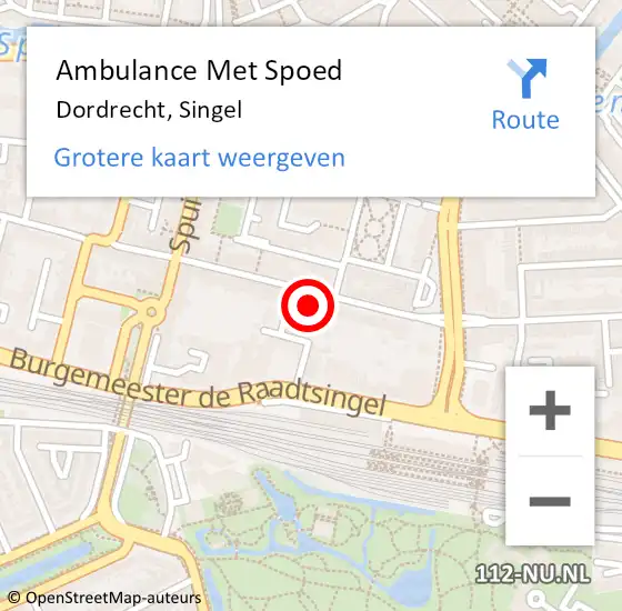 Locatie op kaart van de 112 melding: Ambulance Met Spoed Naar Dordrecht, Singel op 28 januari 2024 17:44