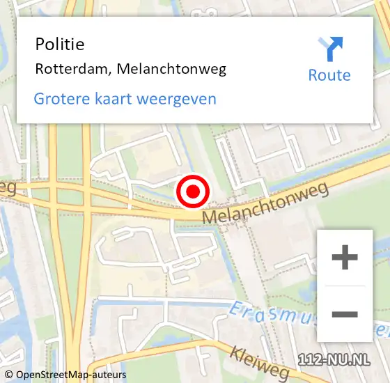 Locatie op kaart van de 112 melding: Politie Rotterdam, Melanchtonweg op 28 januari 2024 17:57